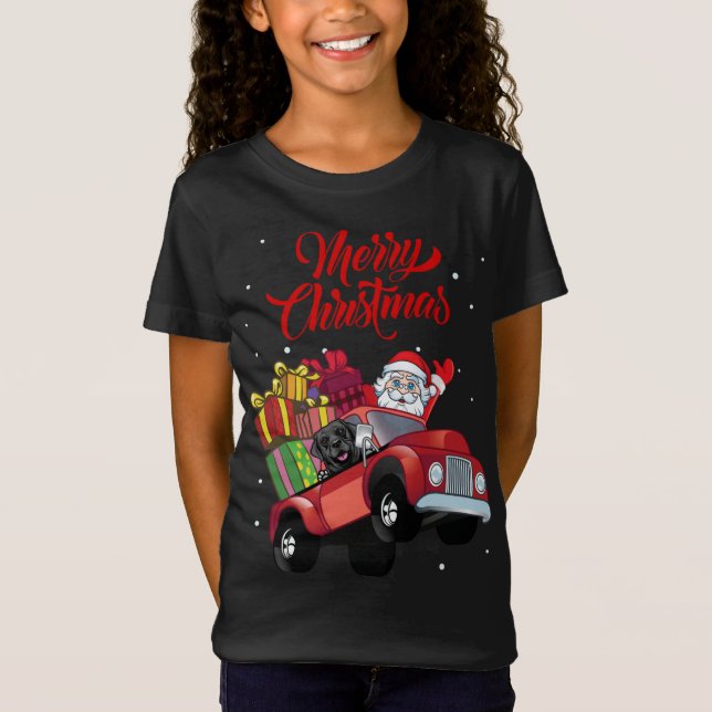 Schwarzer Labrador-Retriever mit dem Weihnachtsman T-Shirt (Vorderseite)