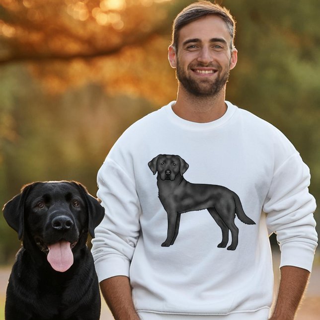 Schwarzer Labrador Retriever Niedlicher Cartoon Do Sweatshirt (Please note: This image is a digital mockup.)