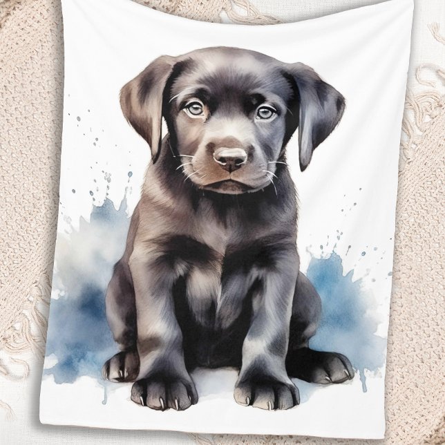 Schwarzer Labrador Retriever Niedlicher Welpenhund Fleecedecke (Von Creator hochgeladen)