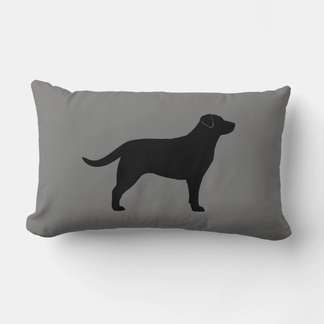 Schwarzer Labrador Retriever Silhouette Hund Lover Lendenkissen (Vorderseite)