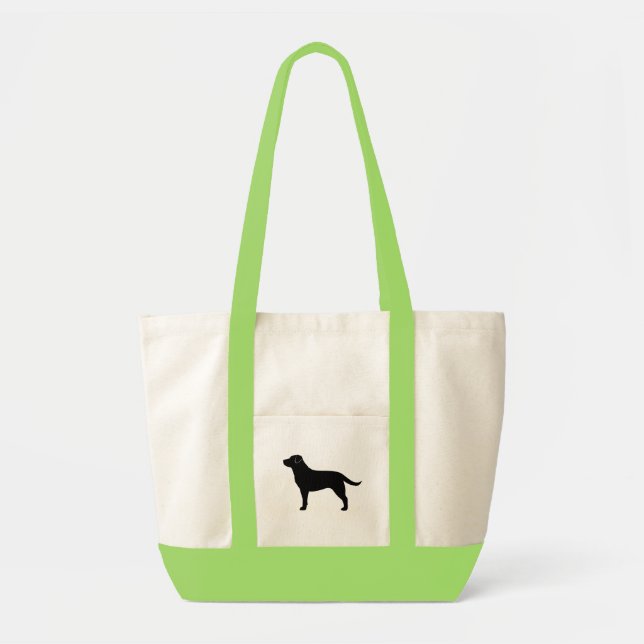 Schwarzer Labrador Retriever Silhouette Tragetasche (Vorne)