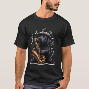 Schwarzer Labrador Retriever spielt Saxophon Jazz T-Shirt