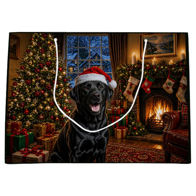 Schwarzer Labrador Retriever Urlaub  Große Geschenktüte (Vorderseite)