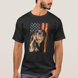 Schwarzer Labrador Retriever USA-Flagge Schwarzer T-Shirt