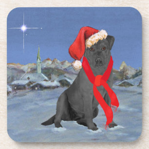 Schwarzer Labrador Retriever Weihnachten Getränkeuntersetzer