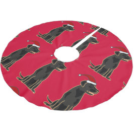 Schwarzer Labrador retriever-Weihnachtsbaum-Rock Polyester Weihnachtsbaumdecke