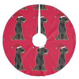 Schwarzer Labrador retriever-Weihnachtsbaum-Rock Polyester Weihnachtsbaumdecke