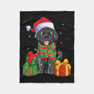 Schwarzer Labrador Retriever Weihnachtslichter Xma Fleecedecke