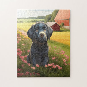 Schwarzer Labrador Retriever Welpe Puzzle