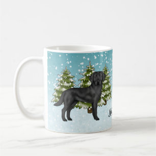 Schwarzer Labrador Retriever Winter Forest Individ Kaffeetasse