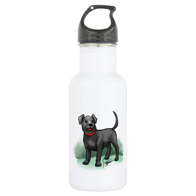 Schwarzer Labrador Trinkflasche (Vorderseite)