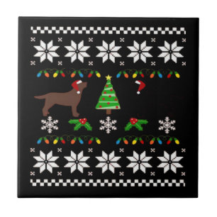 Schwarzer Labrador und Chocolate Labrador Frohe We Fliese