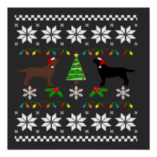 Schwarzer Labrador und Chocolate Labrador Frohe We Poster
