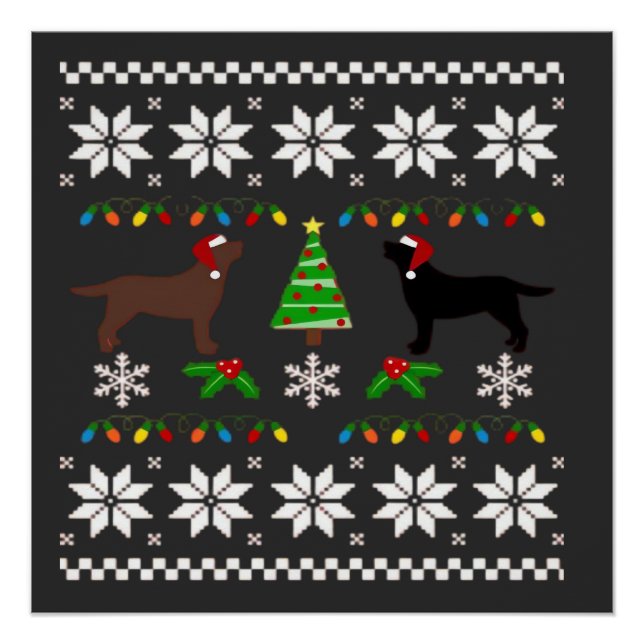 Schwarzer Labrador und Chocolate Labrador Frohe We Poster (Vorderseite)