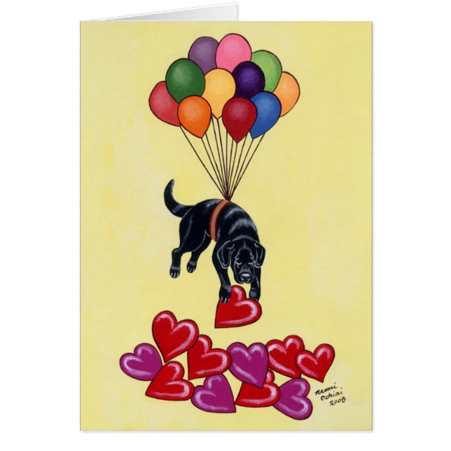 Schwarzer Labrador und Herzen (Vorne)