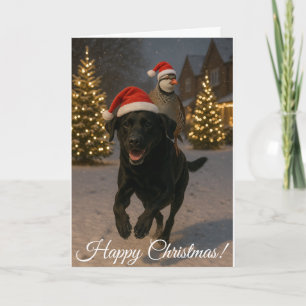 Schwarzer Labrador und Rebhuhn Weihnachtskarte Feiertagskarte