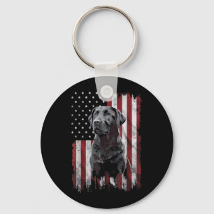 Schwarzer Labrador-Vater-Mutter-Amerika 4. Juli Schlüsselanhänger