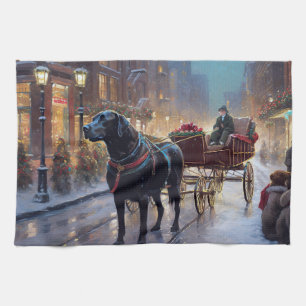 Schwarzer Labrador Weihnachtsfestliche Jahreszeit Geschirrtuch