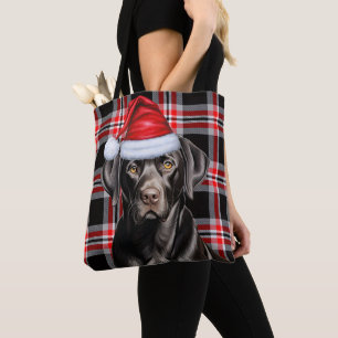 Schwarzer Labrador Weihnachtshund Saisonaler Karo