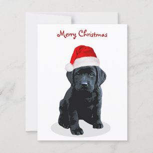 Schwarzer Labrador Welpe Frohe Weihnachtszeit Weih Feiertagskarte