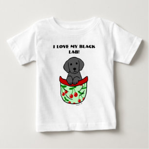 Schwarzer Labrador-Welpe in der Tasche Baby T-shirt