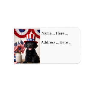 Schwarzer Labrador-Welpe Patriotische Sommerparty Adressaufkleber