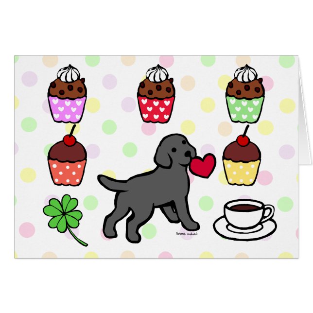 Schwarzer Labrador-Welpen-Herz-Cartoon (Vorderseite (Horizontal))