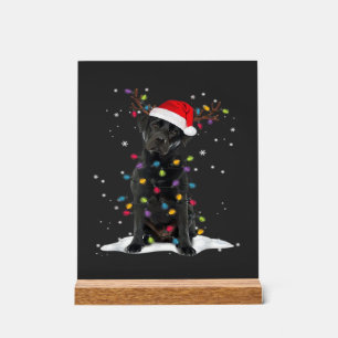 Schwarzer Labrador Xmas Hund Weihnachtsbaum Licht Acrylschild