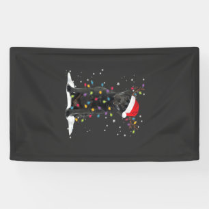Schwarzer Labrador Xmas Hund Weihnachtsbaum Licht Banner