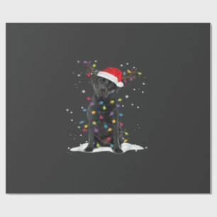 Schwarzer Labrador Xmas Hund Weihnachtsbaum Licht Geschenkpapier
