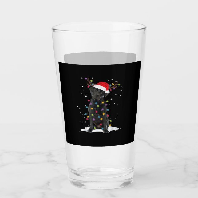 Schwarzer Labrador Xmas Hund Weihnachtsbaum Licht  Glas (Vorderseite)