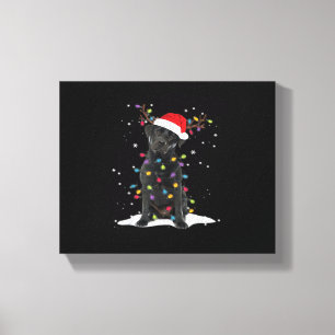Schwarzer Labrador Xmas Hund Weihnachtsbaum Licht  Leinwanddruck