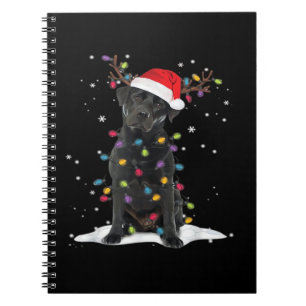 Schwarzer Labrador Xmas Hund Weihnachtsbaum Licht  Notizblock