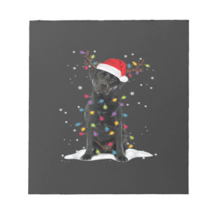 Schwarzer Labrador Xmas Hund Weihnachtsbaum Licht Notizblock