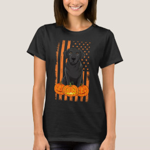 Schwarzer Labradorhund Amerikanische Flagge Patrio T-Shirt