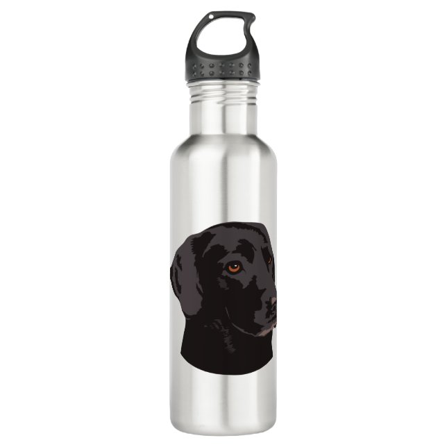 Schwarzer Labradorhund Edelstahlflasche (Vorderseite)