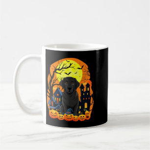Schwarzer Labradorhund mit Kürbissen Lustig Grusel Kaffeetasse