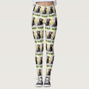 Schwarzer Labradorhund mit Ostereiern Feiertag Leggings