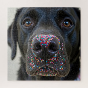 Schwarzer Labradorhund mit Streuseln Puzzle