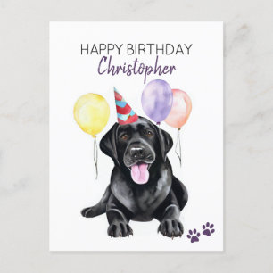 Schwarzer Labradorhund Personalisierter Alles Gute Postkarte