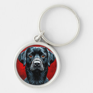Schwarzer Labradorhund Schlüsselanhänger