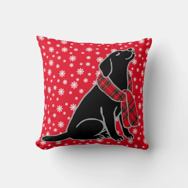 Schwarzer Labradortartan-Schal 2 Kissen (Vorderseite)