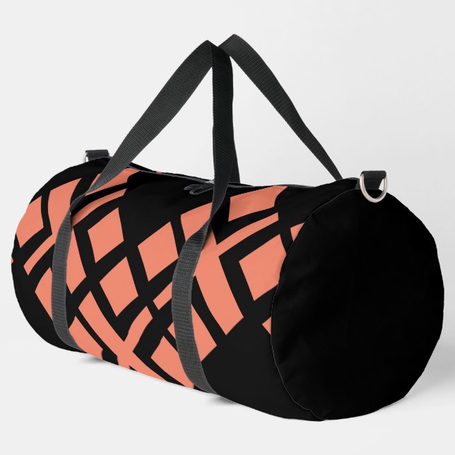 Schwarzer Lachs Rot Duffle Bag (Linke Ecke)