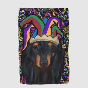 Schwarzer Langhaar-Dachshund Golfhandtuch