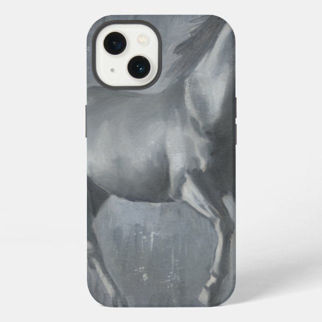 Schwarzer laufender Stallion iPhone Hülle (Rückseite)