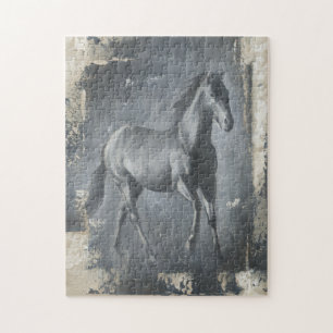 Schwarzer laufender Stallion Puzzle