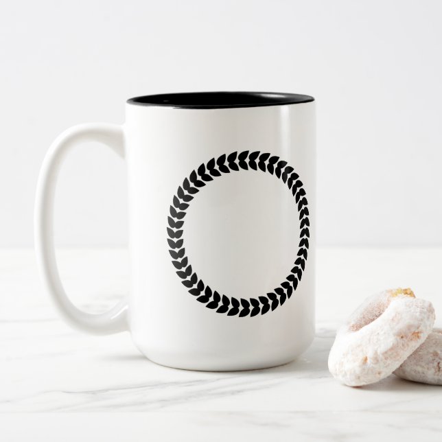 Schwarzer Laurel Blätter Kranz Zweifarbige Tasse (Mit Donut)