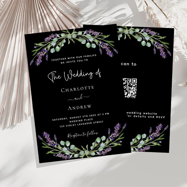Schwarzer Lavendel Violett QR-Code UAWG Luxus Hoch Einladung (Von Creator hochgeladen)