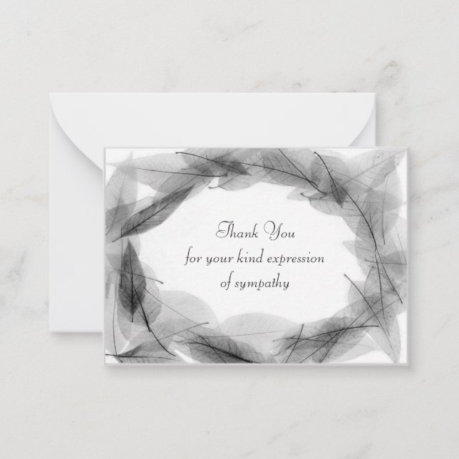 Schwarzer Leaf Rahmen nach Beerdigung Danke Karten (Vorderseite)