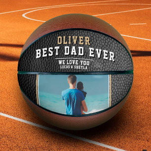 Schwarzer Lederdruck Best Dad Vater-Tag-Foto Basketball